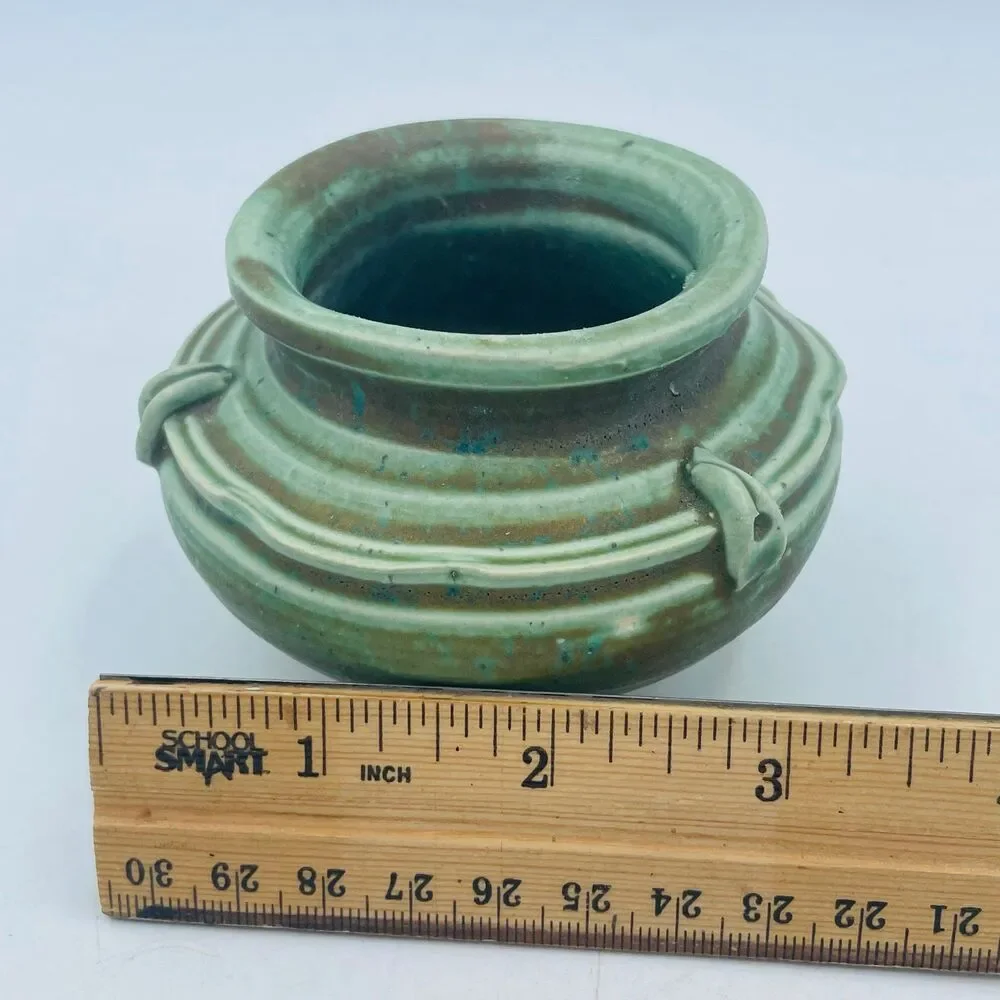 Studio Art Pottery Handmade Mini Pot w. Flower Frog Pins for Floral Bud Display